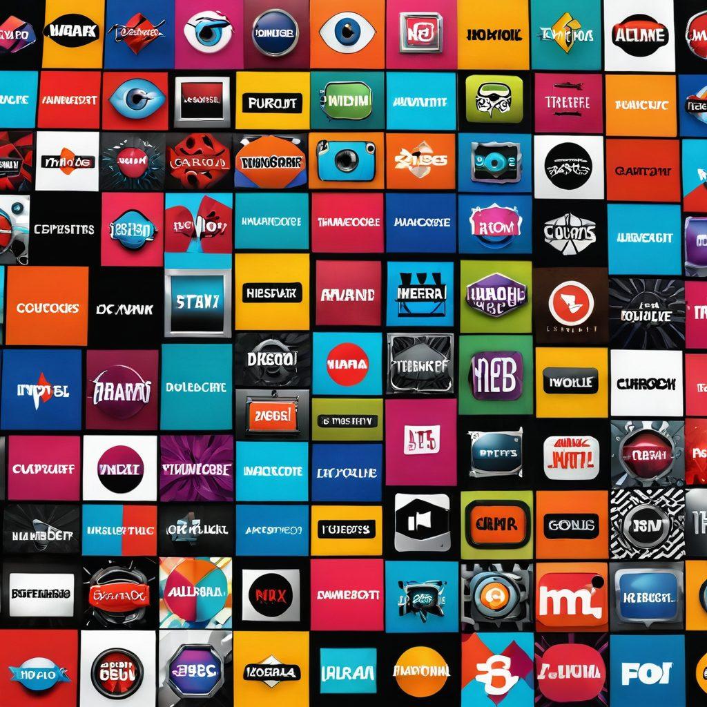 A bold and enticing collage showcasing a diverse range of explicit video thumbnails, featuring vibrant colors and eye-catching designs. Include elements representing various categories like hardcore and amateur clips, with playful graphics and symbols to evoke curiosity. Create a sense of excitement and allure, while ensuring a modern and edgy aesthetic throughout. glossy finish. 3D effects. vibrant colors.