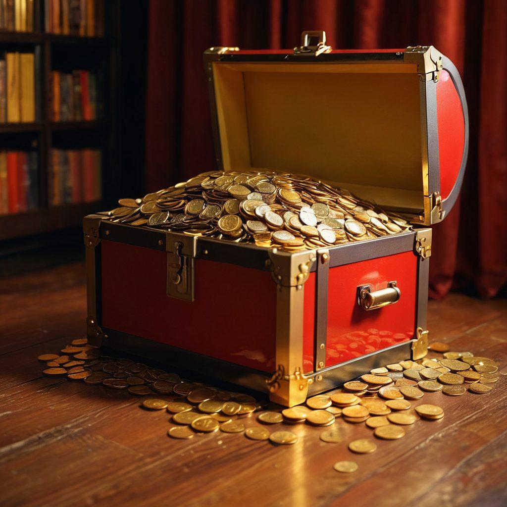 A lavish treasure chest overflowing with golden coins, sparkling jewels, and colorful film reels symbolizing a treasure trove of adult films. Background featuring an alluring, dimly lit room that conveys a sense of mystery and excitement. Subtle hints of various adult film genres artistically represented through shadows and silhouettes. Rich, warm colors enhance the tantalizing atmosphere. pixel art. vibrant colors.